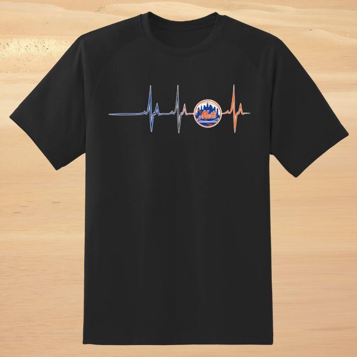 New York Mets Heartbeat Logo Funny Baseball T-Shirt