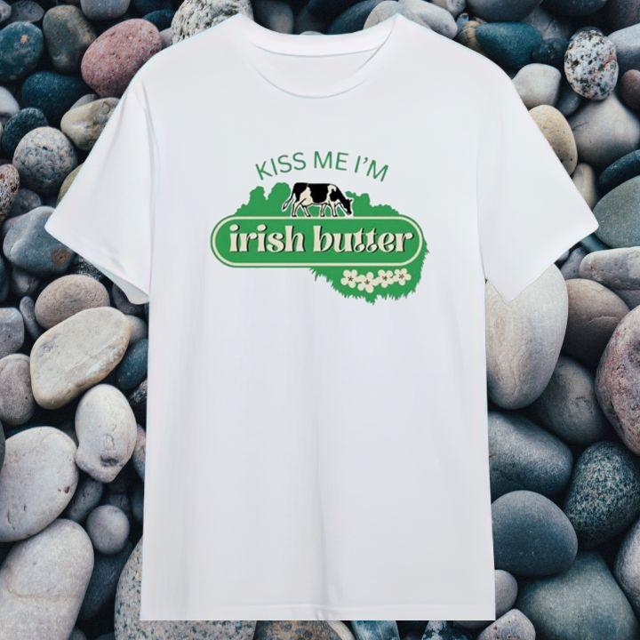 St. Patricks Day Kiss Me Im Irish Butter Cow Funny Lucky T-Shirt