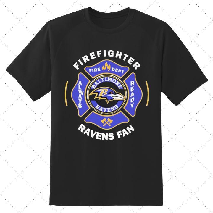 Fire Dept Baltimore Ravens Logo Football Firefighter T-Shirt