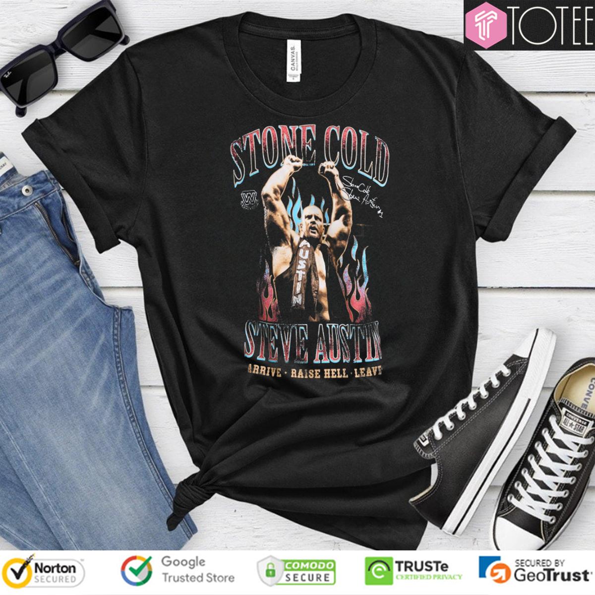 WWE Stone Cold Steve Austin Arrive Raise Hell Leave Signatures T-Shirt