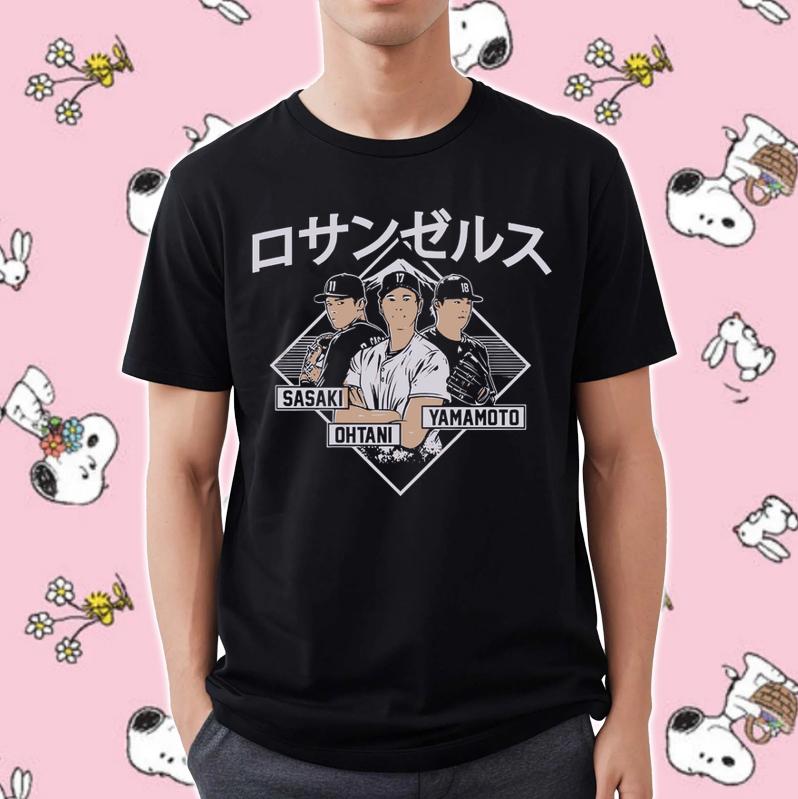 Shohei Ohtani Yoshinobu Yamamoto And Roki Sasaki Los Angeles Dodgers Kanji Shirt