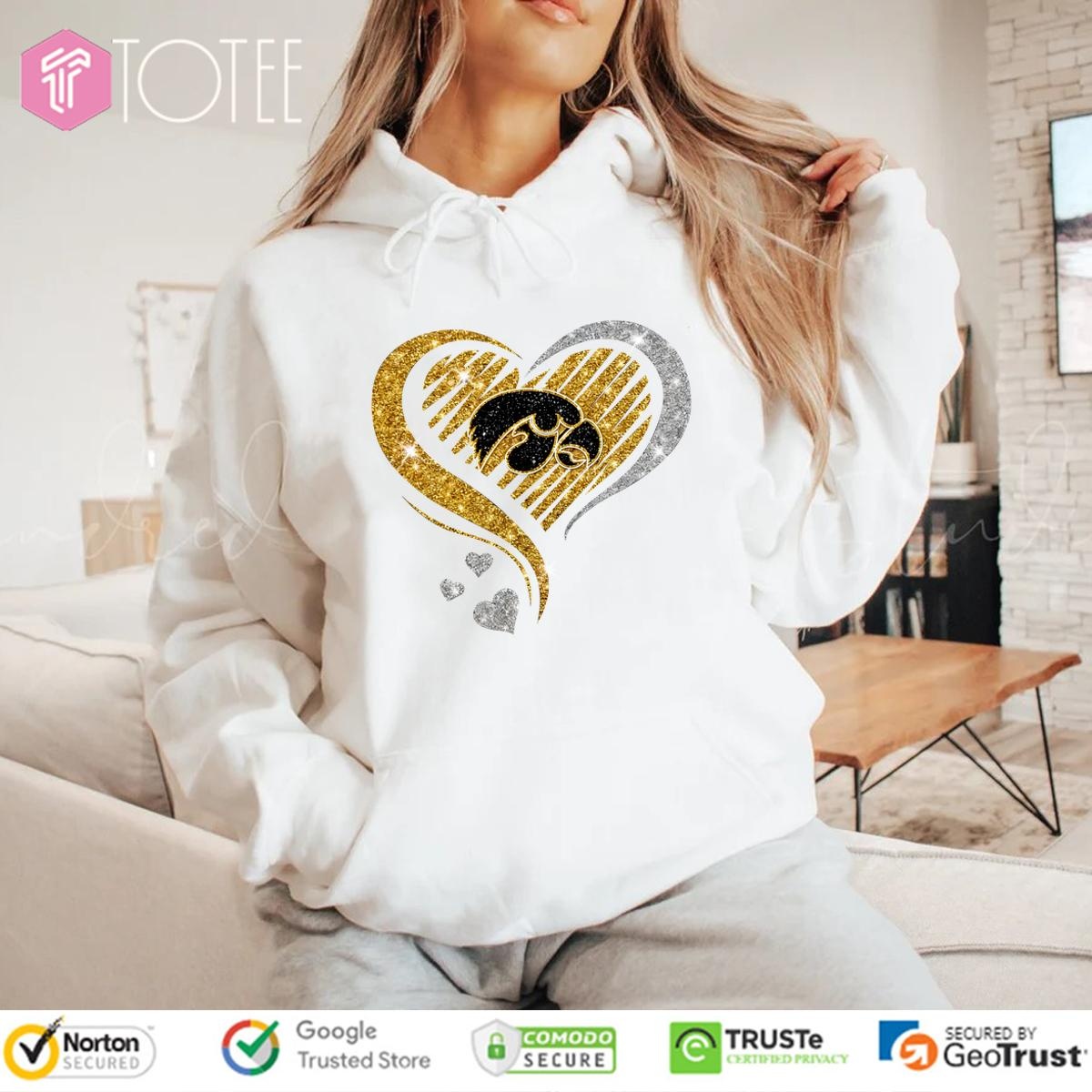 Iowa Hawkeyes Glitter Heart Logo Hoodie